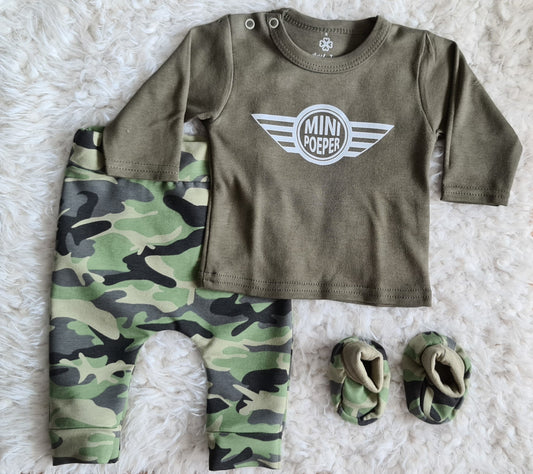 Little Jay mini poeper - Leger groen - T-shirt lange mouw