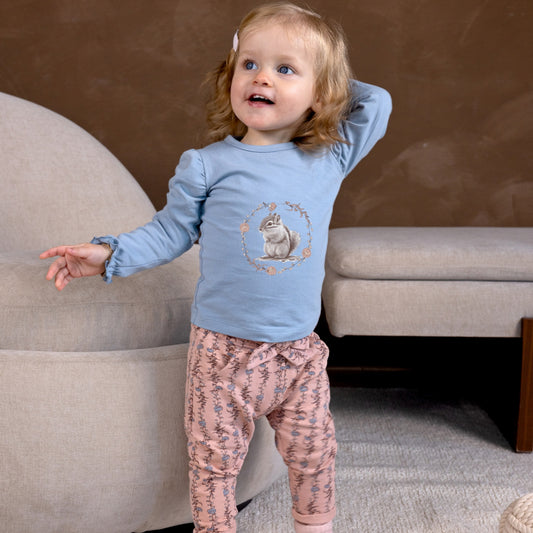 Dirkje dusty pink flower broek