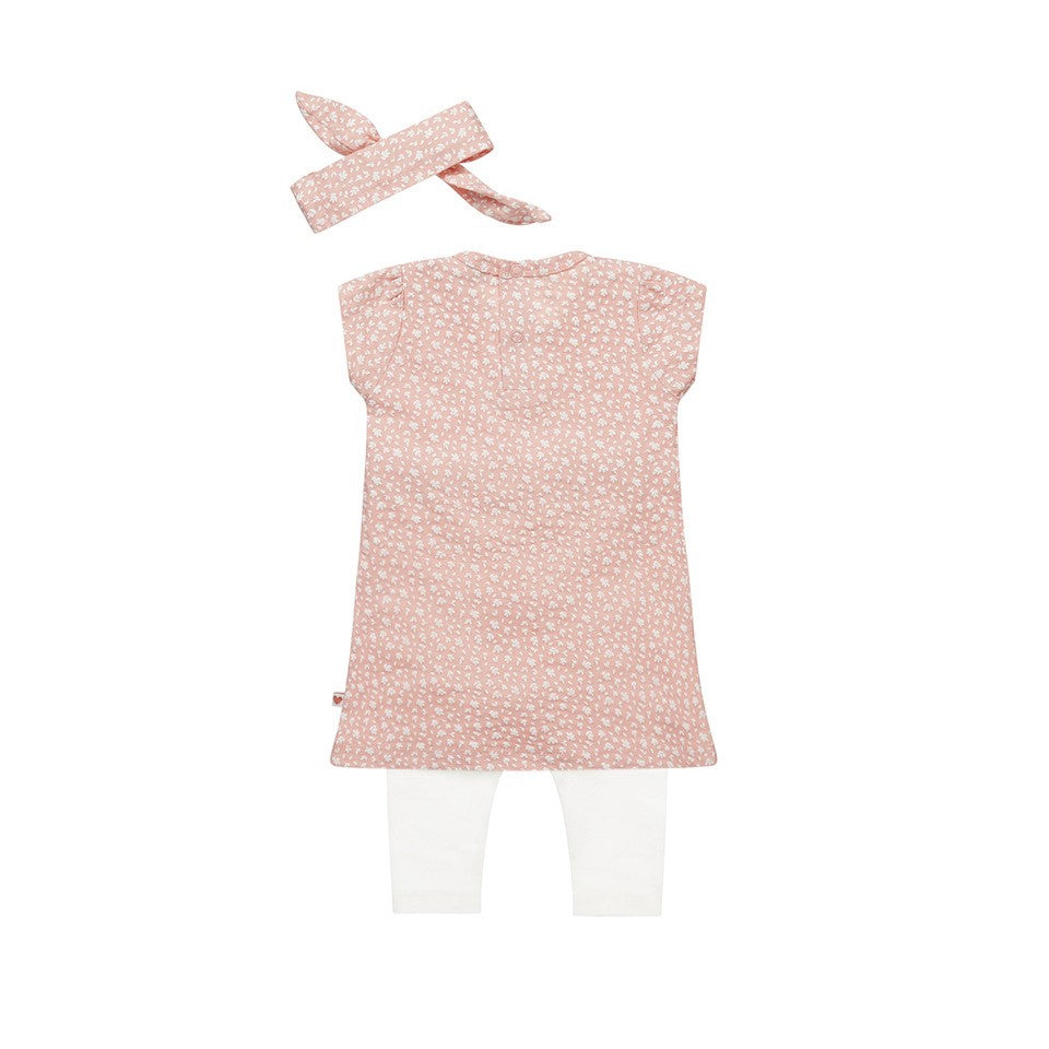 Dirkje pink smile baby set 2 - jurk, legging en haarbandje