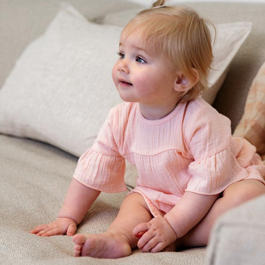 Dirkje light pink mousseline jurk