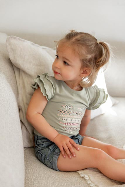 Dirkje dusty green cherry t-shirt