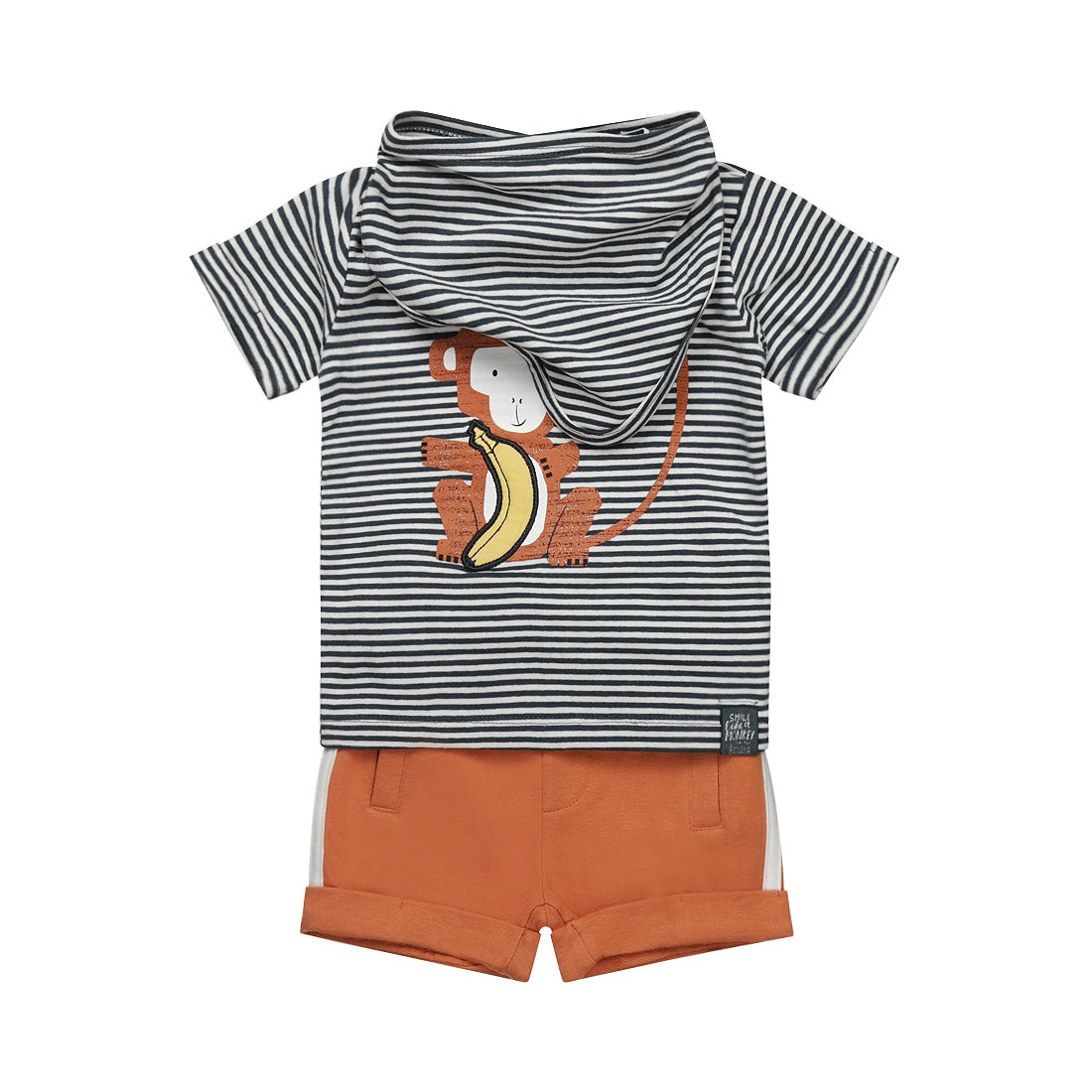 Dirkje smile little monkey baby set - t-shirt, kort broekje en bandana
