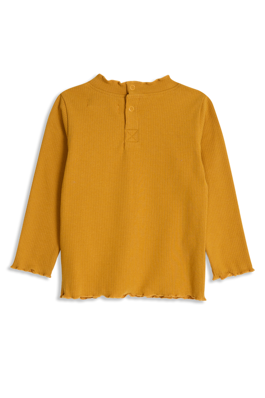 4President Meisjes Longsleeve Bregje - Okergeel — detailfoto 2
