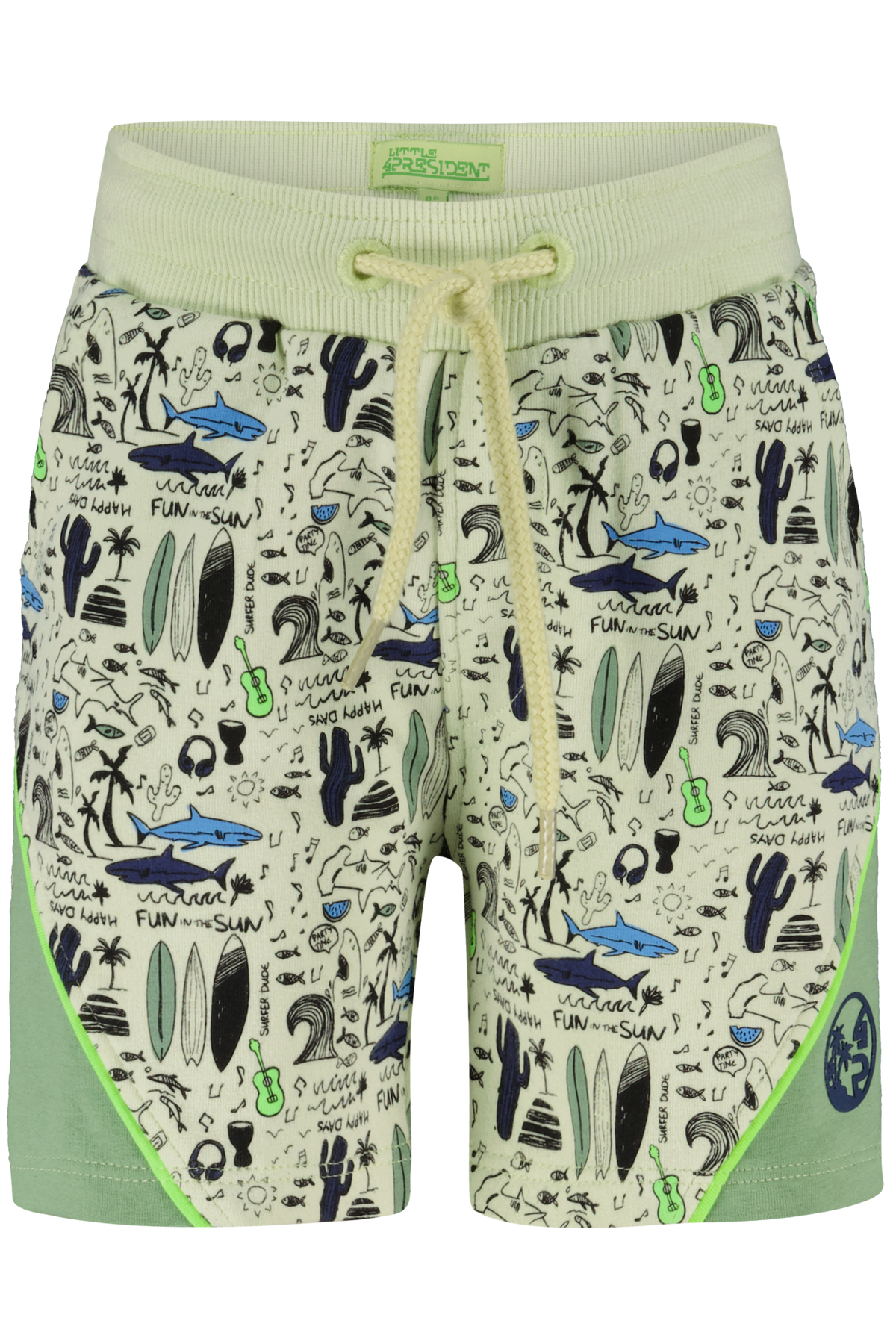 4President Jongens Short - Surf green AOP