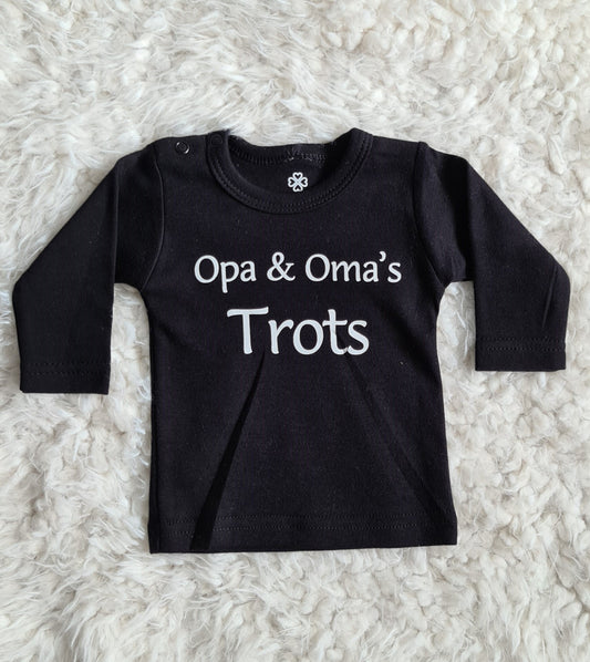Little Jay opa & oma's trots - Zwart - T-shirt lange mouw