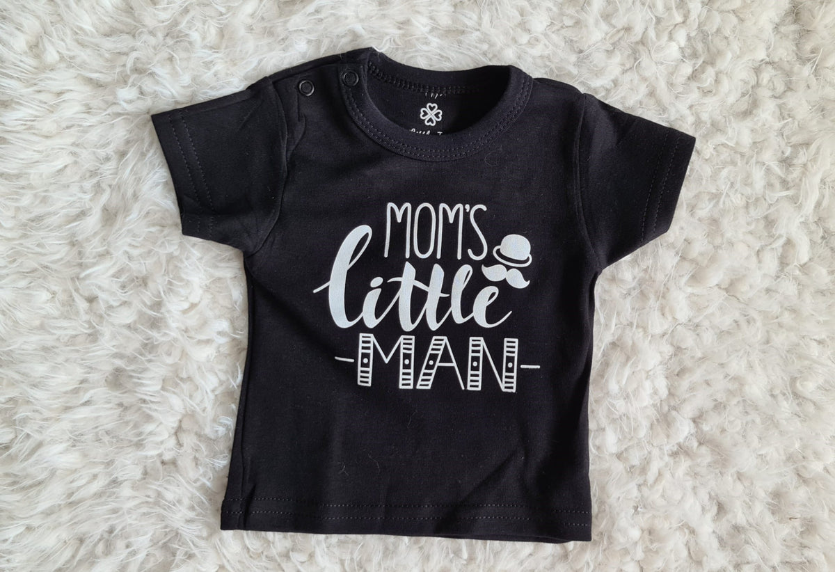 Little Jay mom's little man - zwart - t-shirt korte mouw