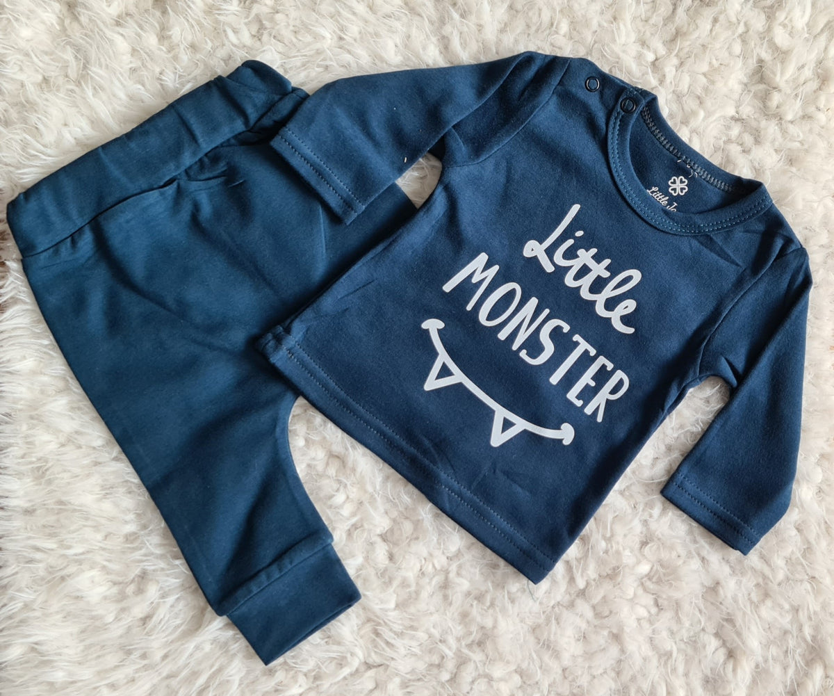 Little Jay little monster - Petrol - T-shirt lange mouw — detailfoto 2