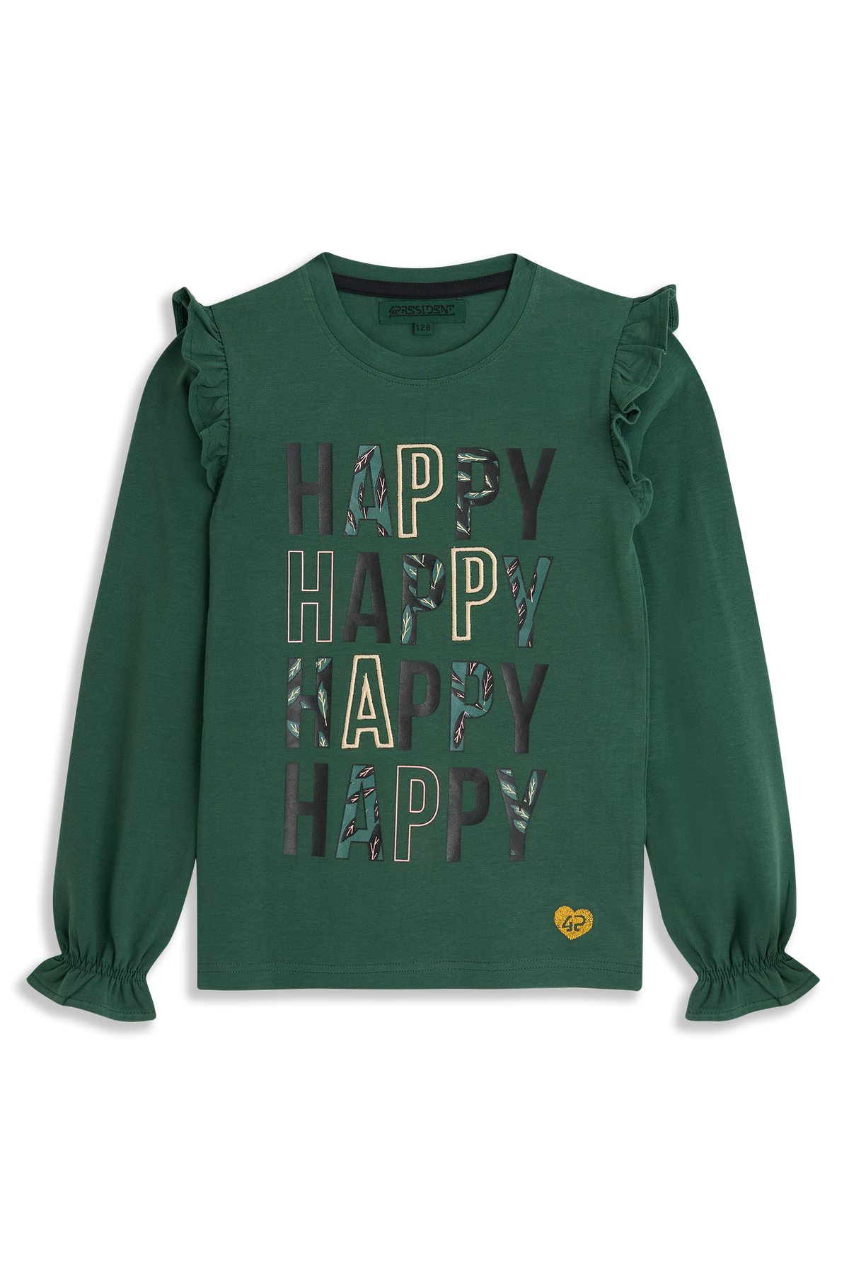4President t-shirt lange mouw meisjes Green