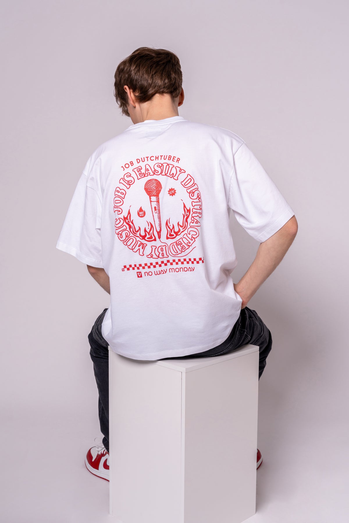No Way Monday Bright White Loose Fit T-shirt