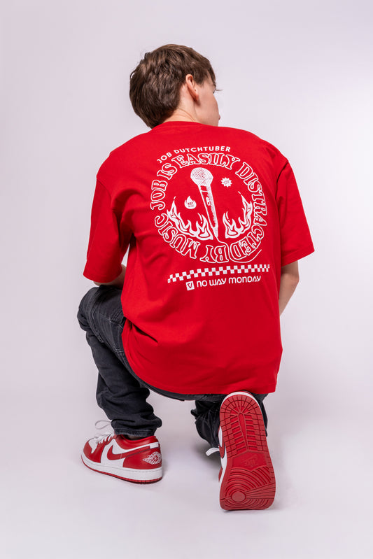No Way Monday Equestrian Red Loose Fit T-shirt