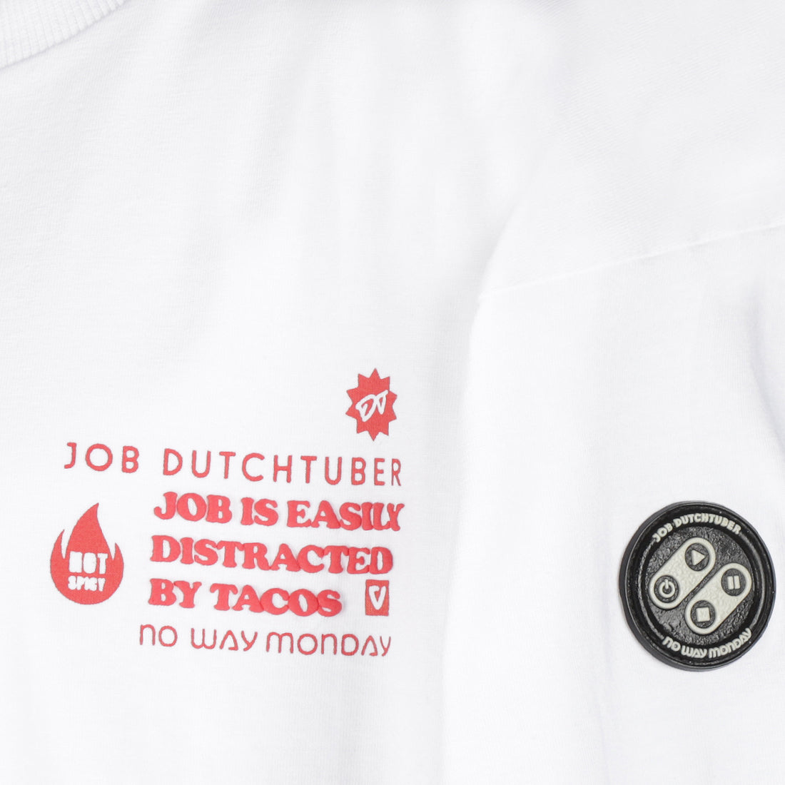 No Way Monday Bright White Loose Fit T-shirt — detailfoto 2
