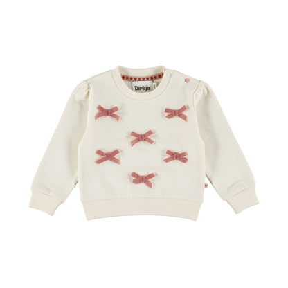 Dirkje Meisjes Strikjes Trui - Antique white