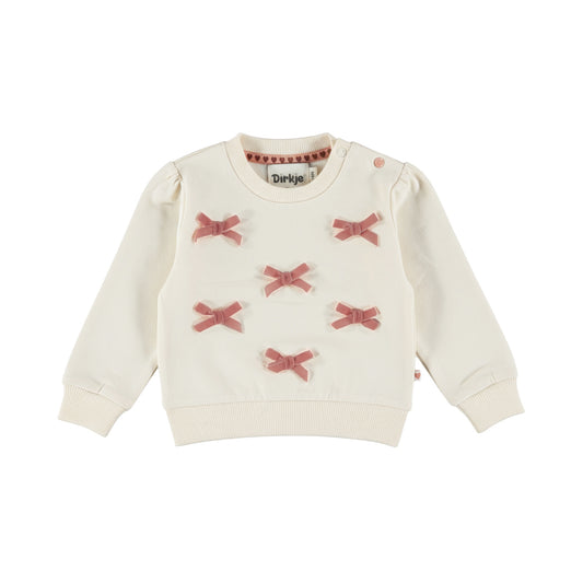 Dirkje Meisjes Strikjes Trui - Antique white