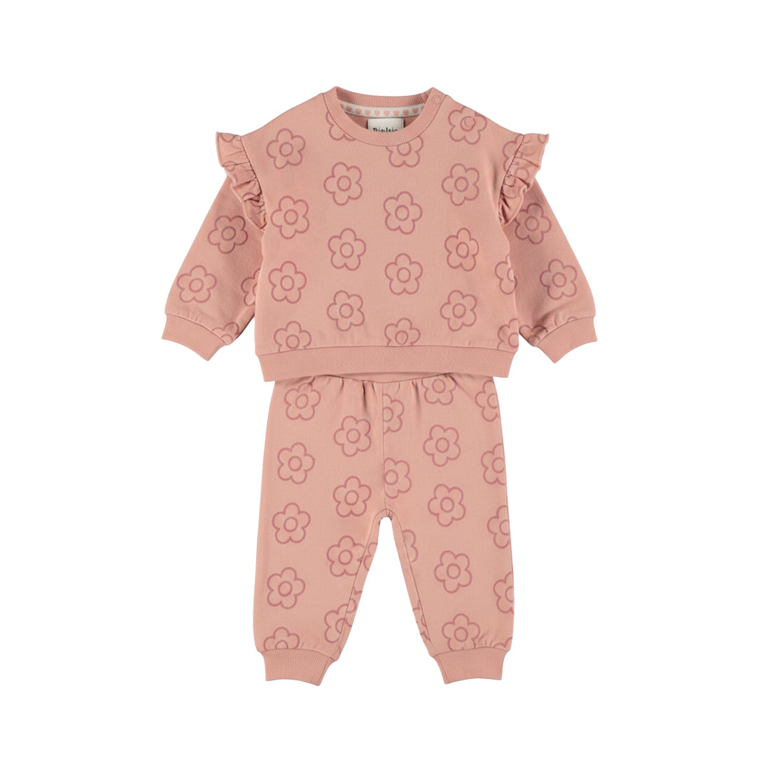 Dirkje Meisjes 2-delige Bloemen Kledingset - Misty rose