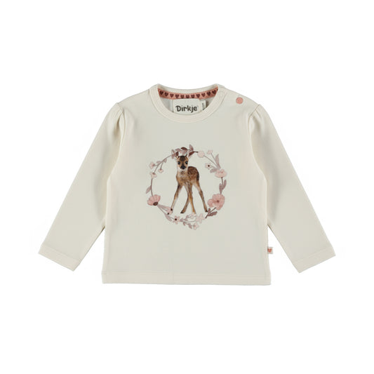 Dirkje Meisjes Hertje Longsleeve - Antique white