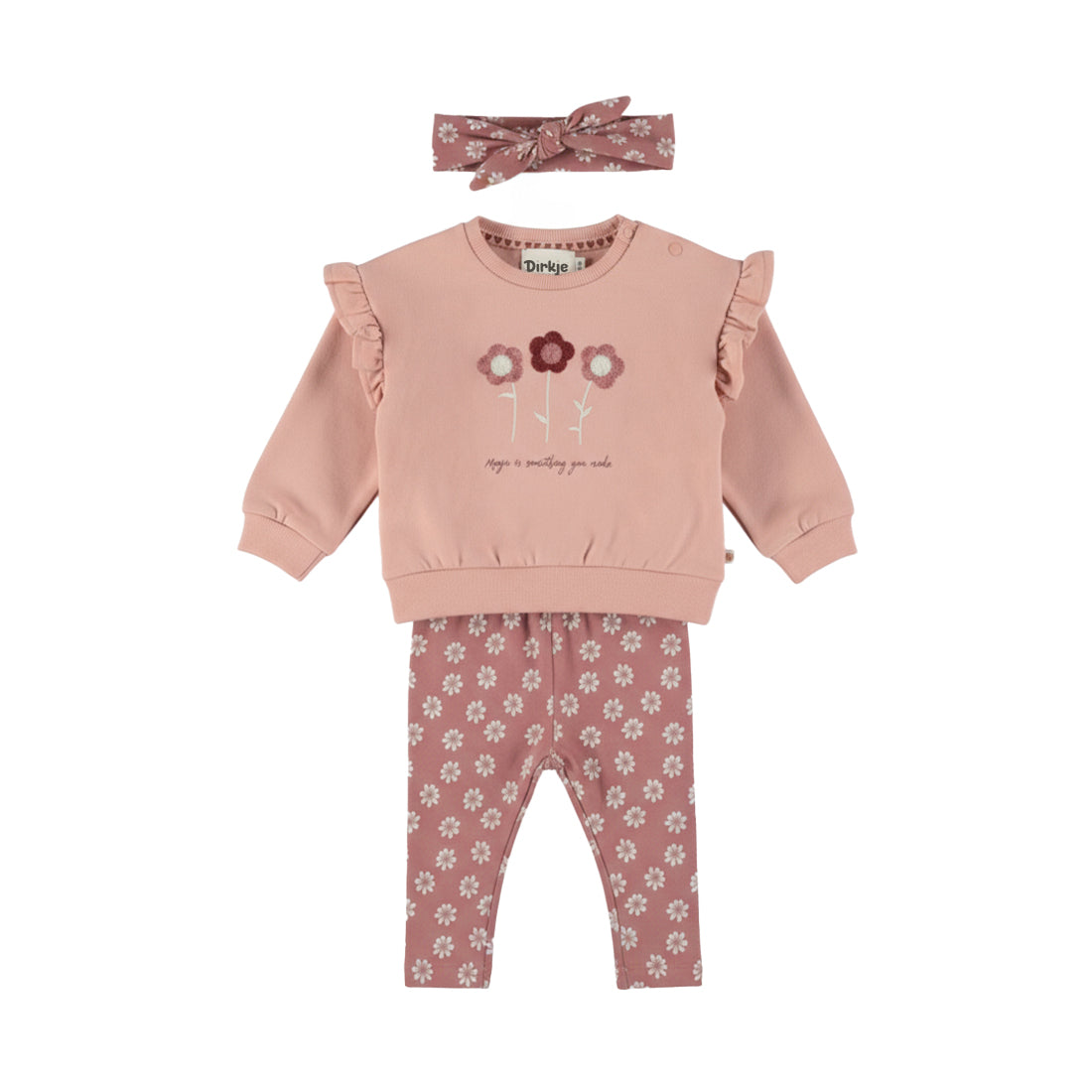 Dirkje Meisjes 3-delige Kledingset - Misty rose