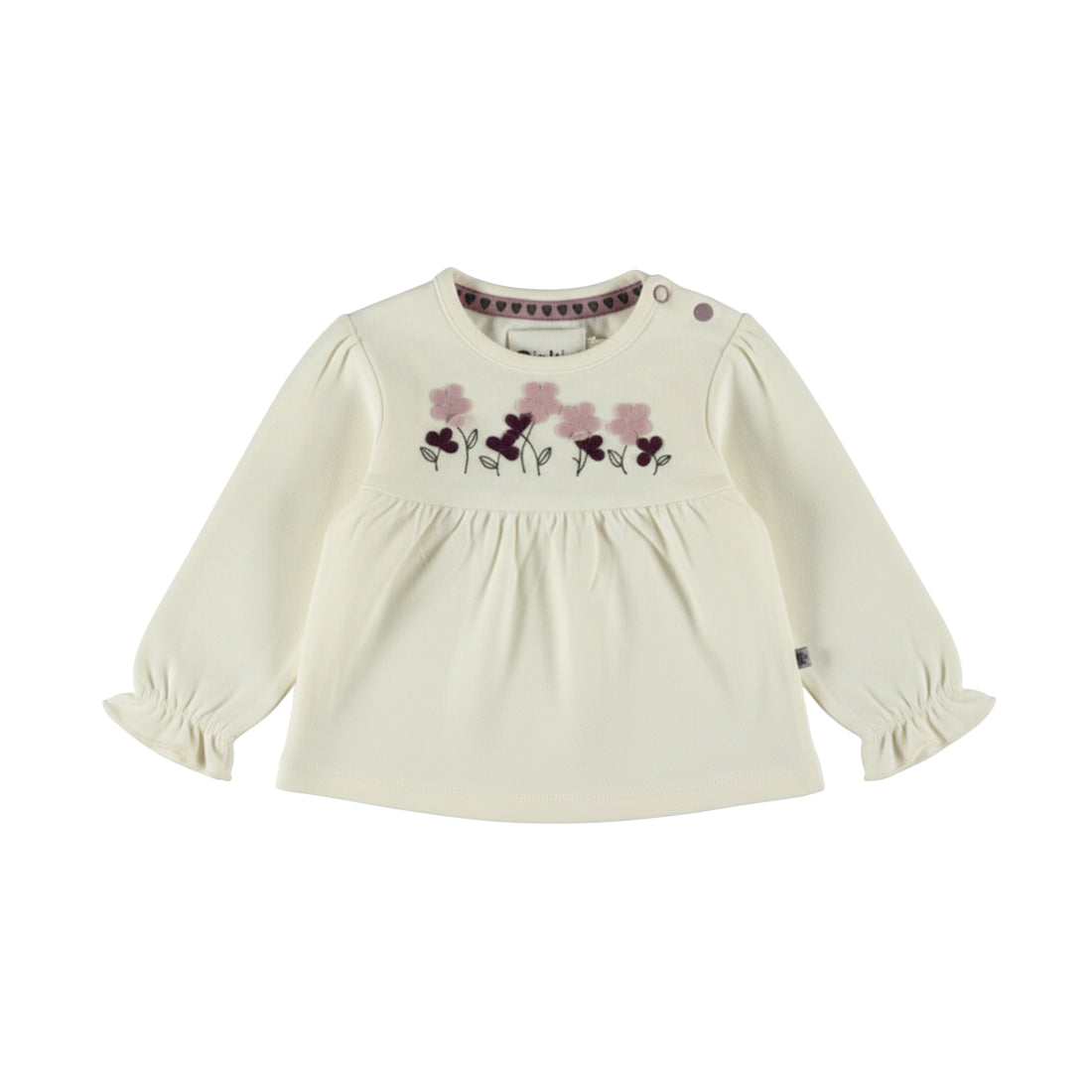 Dirkje Meisjes Bloemen Longsleeve - Antique white