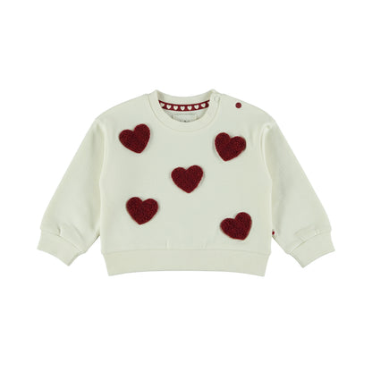 Dirkje Meisjes Hartjes Trui - Antique white