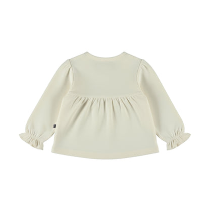 Dirkje Meisjes Bloemen Longsleeve - Antique white — detailfoto 2