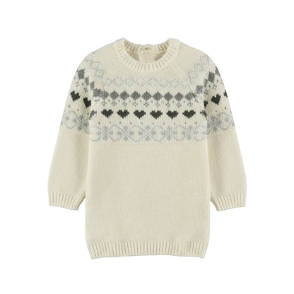 Dirkje Meisjes Gebreide Jurk - Antique white