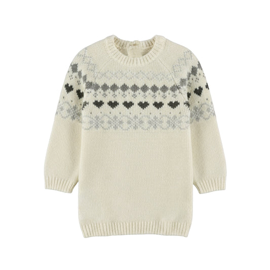 Dirkje Meisjes Gebreide Jurk - Antique white