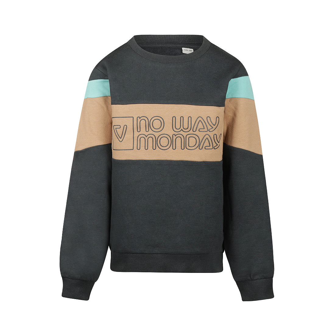 No Way Monday Jongens Colourblock Trui - Woodland gray