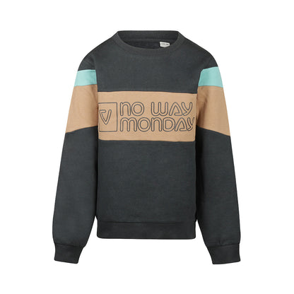 No Way Monday Jongens Colourblock Trui - Woodland gray