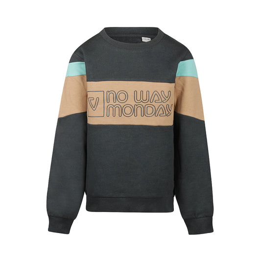 No Way Monday Jongens Colourblock Trui - Woodland gray