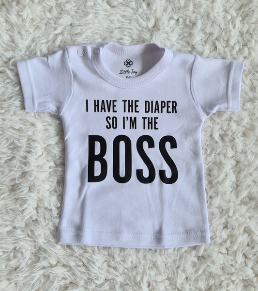 Little Jay I have the diaper so I'm the boss - wit -T-shirt korte mouw