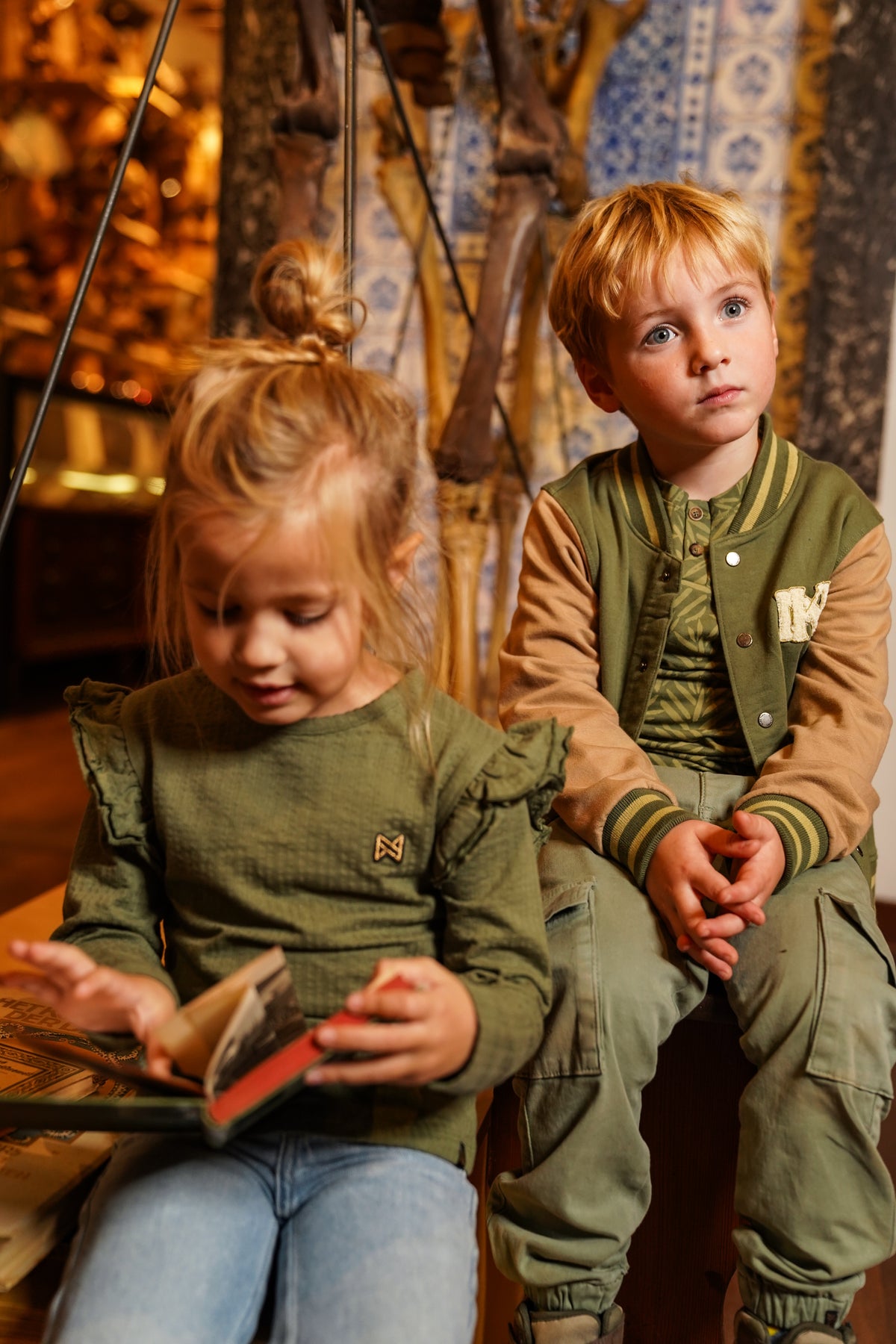 Koko Noko Jongens Cargobroek - Grijsgroen