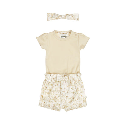Dirkje so sweet baby set - romper, korte broek en haarbandje