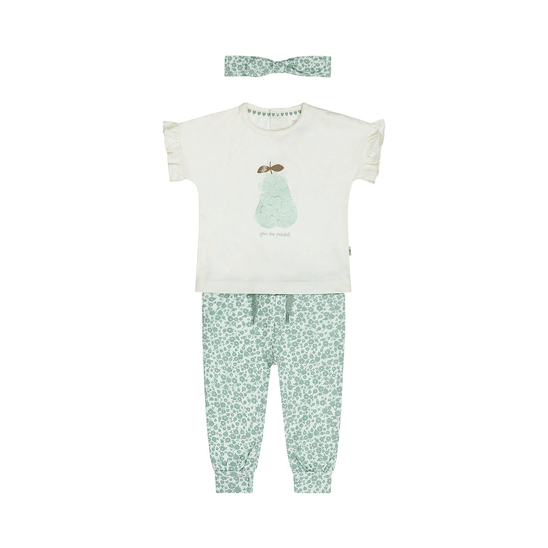 Dirkje flower power baby set - t-shirt, broek en haarbandje