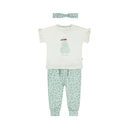 Dirkje flower power baby set - t-shirt, broek en haarbandje