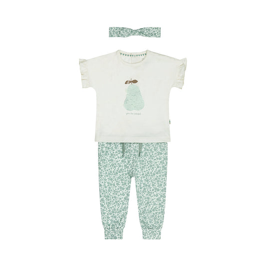 Dirkje flower power baby set - t-shirt, broek en haarbandje