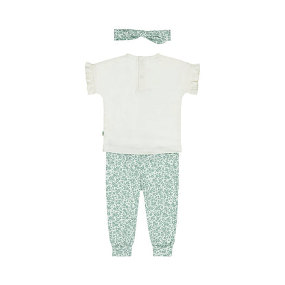 Dirkje flower power baby set - t-shirt, broek en haarbandje