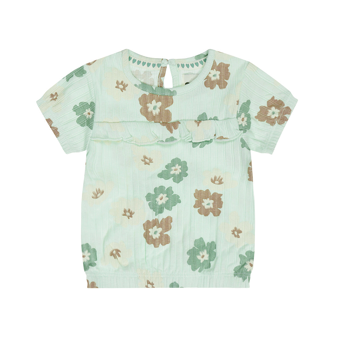 Dirkje light aqua bloemen t-shirt