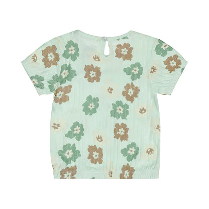 Dirkje light aqua bloemen t-shirt