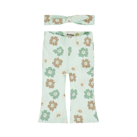 Dirkje bloemen kleding set - flared broek en haarbandje