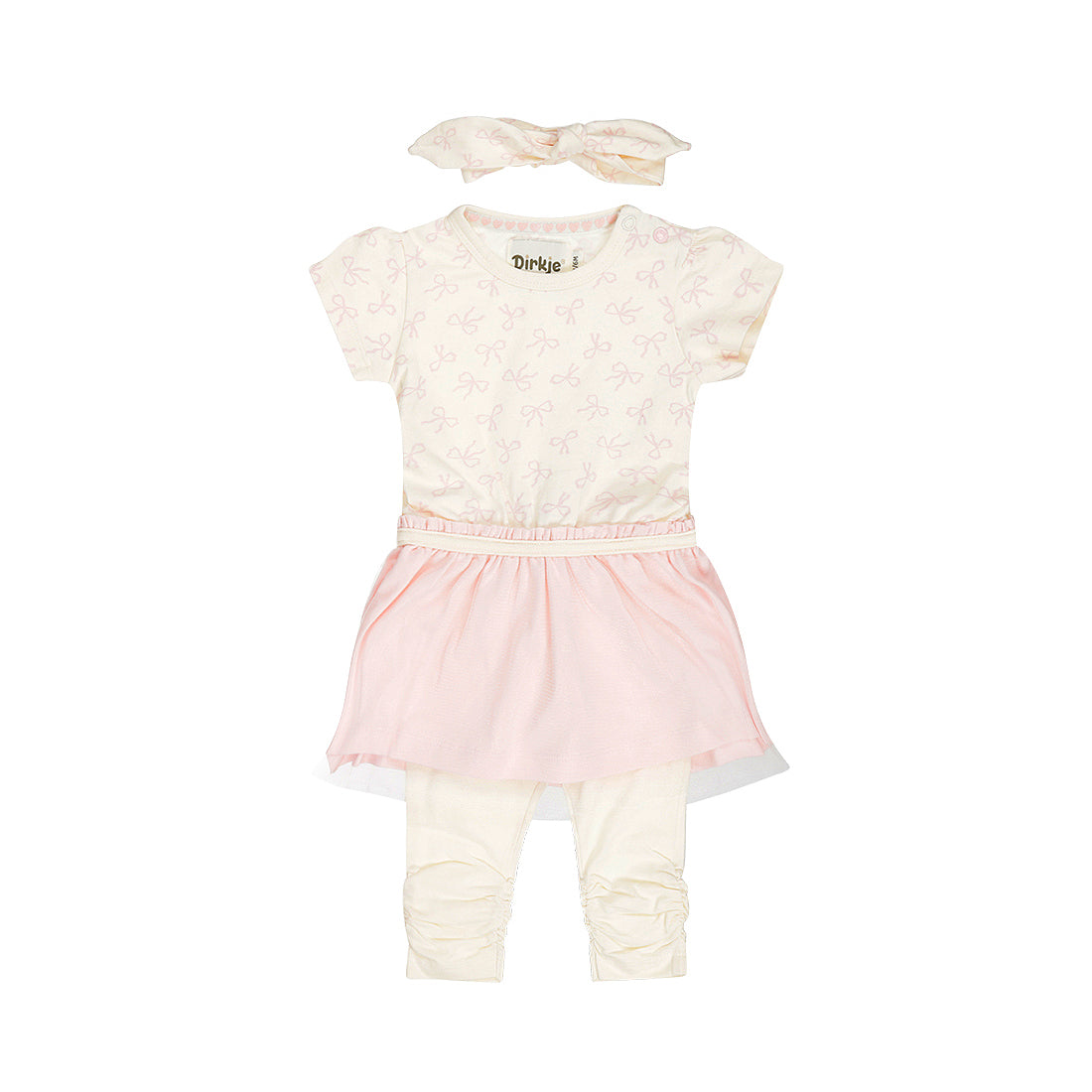Dirkje strikjes baby set - jurkje, legging en haarbandje