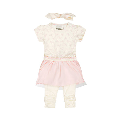 Dirkje strikjes baby set - jurkje, legging en haarbandje