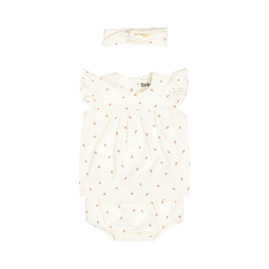Dirkje lady bug baby set - jurkje, broekje en haarbandje