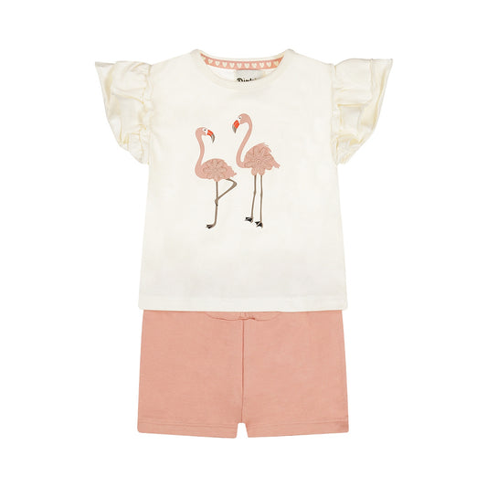 Dirkje flamingo kleding set - t-shirt en korte broek