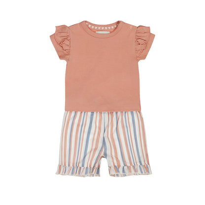 Dirkje multi colour stripes baby set - t-shirt en korte broek