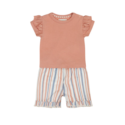 Dirkje multi colour stripes baby set - t-shirt en korte broek