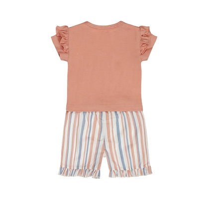 Dirkje multi colour stripes baby set - t-shirt en korte broek