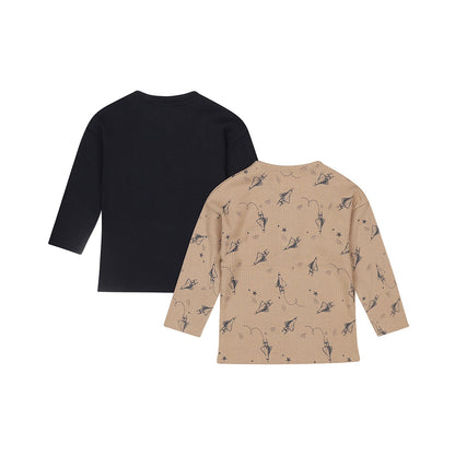 Dirkje Jongens Longsleeve 2-pack - Donkerblauw en zandbeige