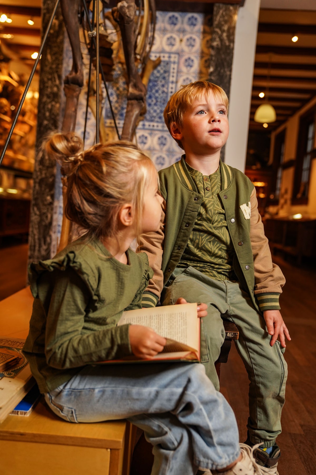 Koko Noko Jongens Cargobroek - Grijsgroen
