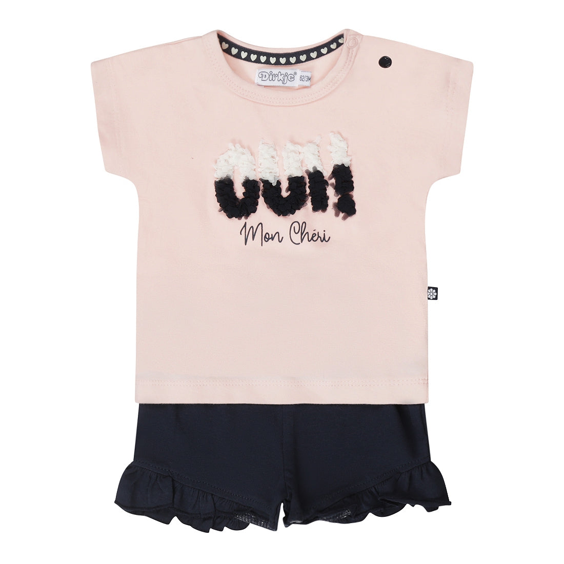 Dirkje Oui mon chéri baby set - korte broek en t-shirt