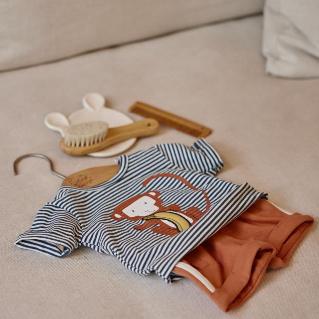 Dirkje smile little monkey baby set - t-shirt, kort broekje en bandana