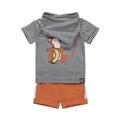 Dirkje smile little monkey baby set - t-shirt, kort broekje en bandana